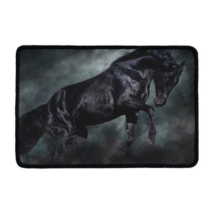 Black Stallion Horse Print Kitchen Mat
