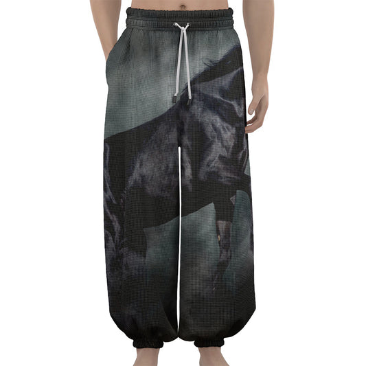 Black Stallion Horse Print Lantern Pants