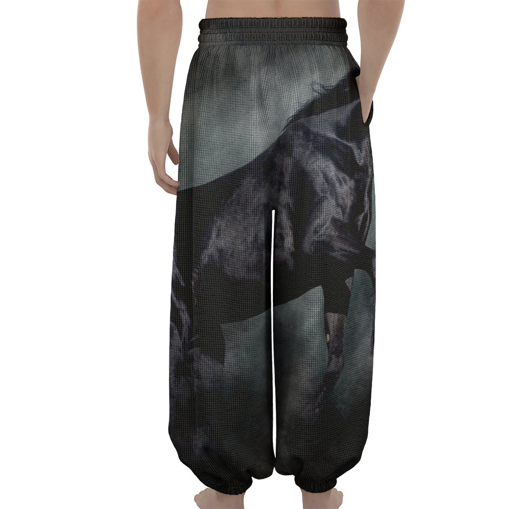 Black Stallion Horse Print Lantern Pants