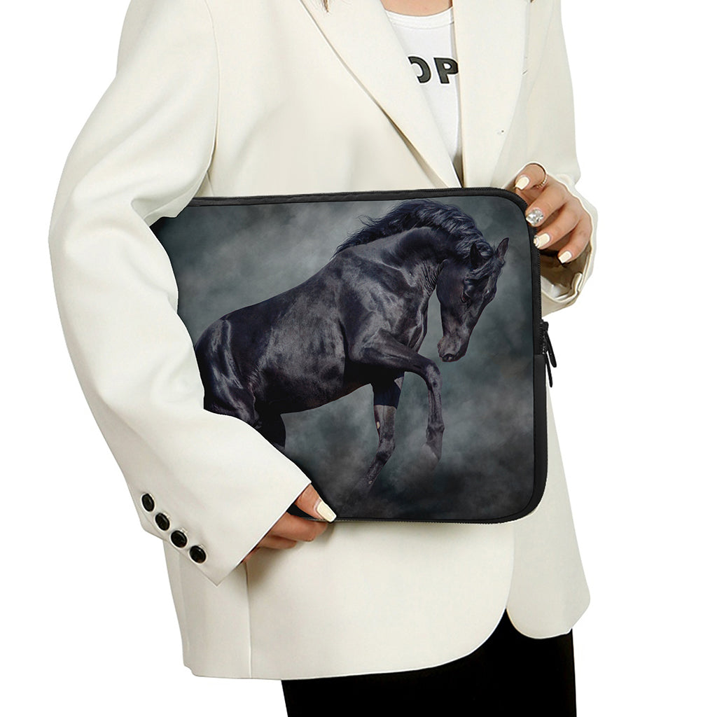 Black Stallion Horse Print Laptop Sleeve