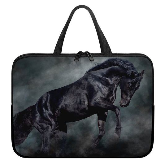 Black Stallion Horse Print Laptop Sleeve With Handle