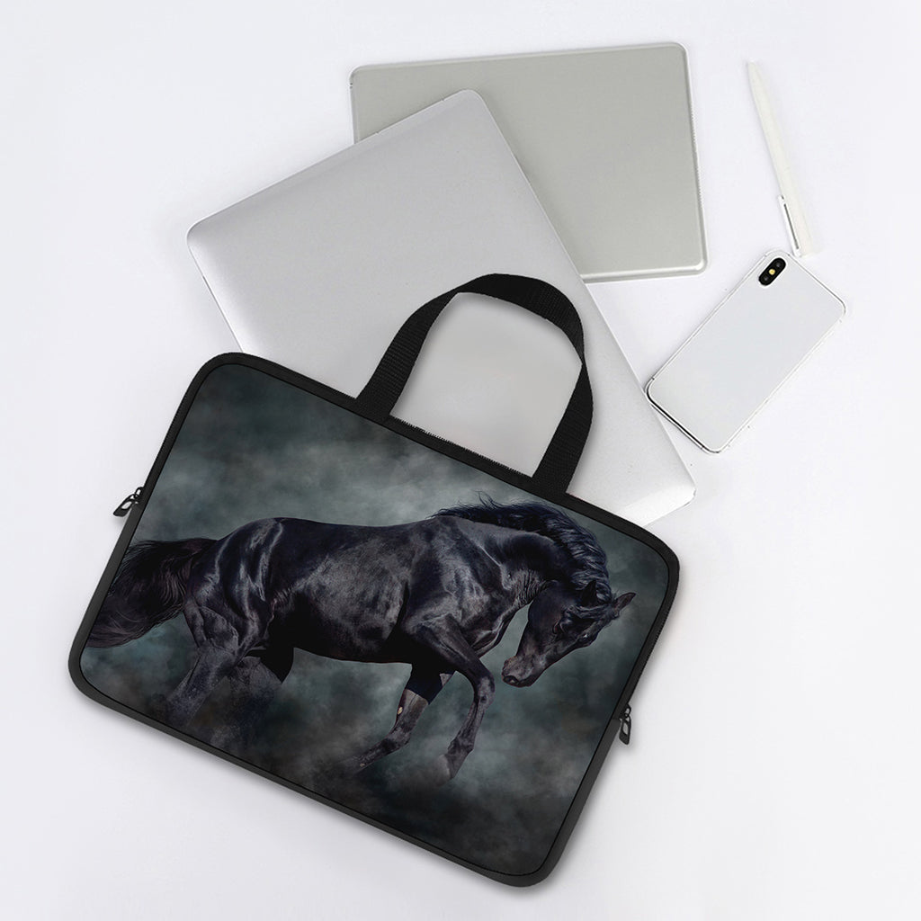 Black Stallion Horse Print Laptop Sleeve With Handle