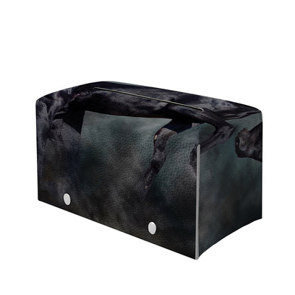 Black Stallion Horse Print Leather Tissue Box Cover