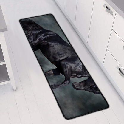 Black Stallion Horse Print Long Kitchen Mat