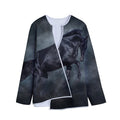 Black Stallion Horse Print Long Sleeve Short Coat