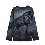 Black Stallion Horse Print Long Sleeve Short Coat