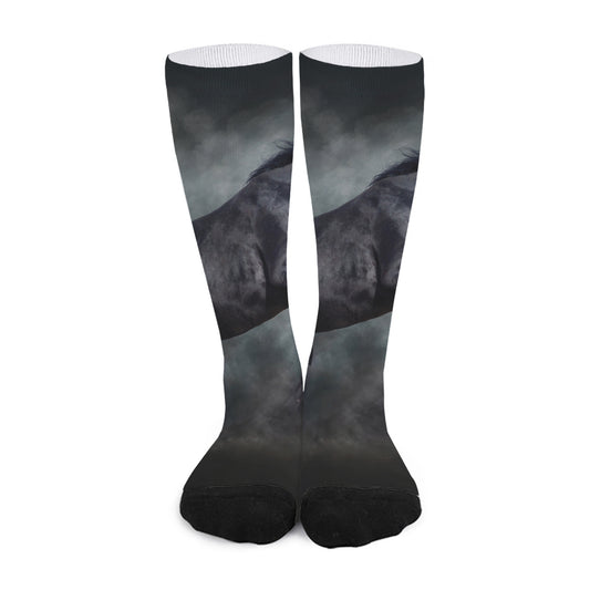 Black Stallion Horse Print Long Socks