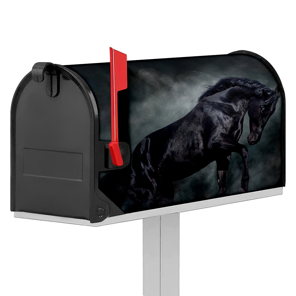 Black Stallion Horse Print Mailbox Cover