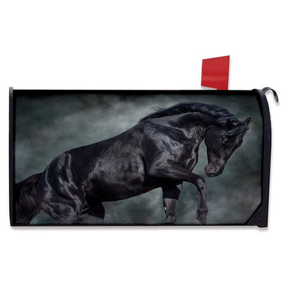 Black Stallion Horse Print Mailbox Cover