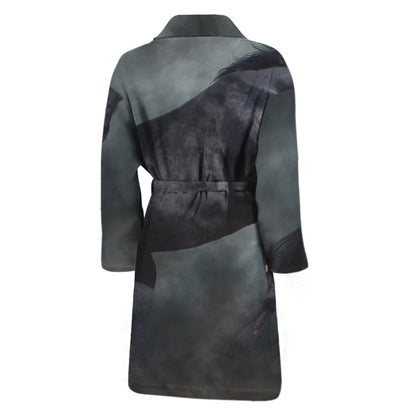 Black Stallion Horse Print Men's Bathrobe