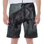 Black Stallion Horse Print Men's Beach Shorts