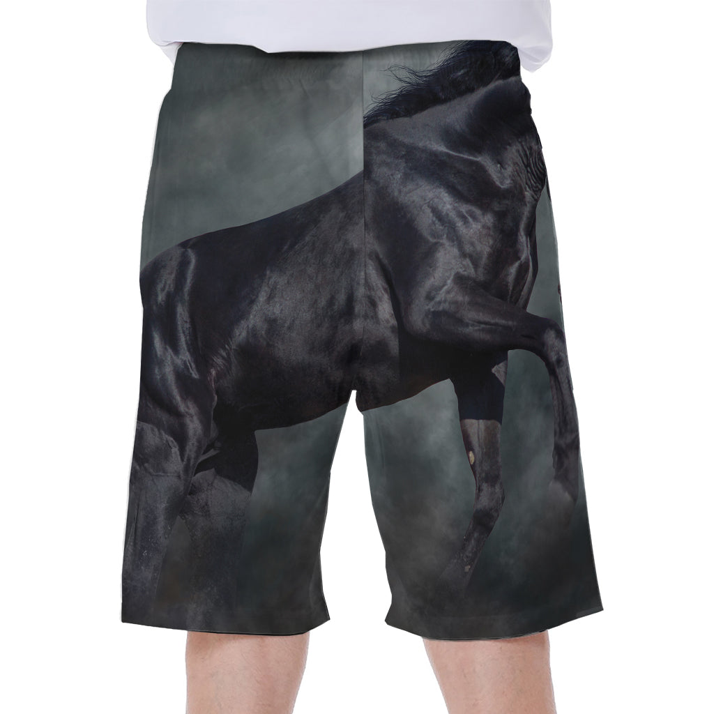 Black Stallion Horse Print Men's Beach Shorts