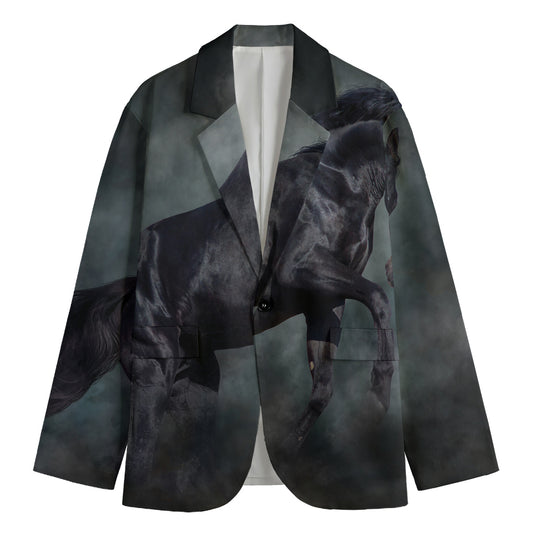 Black Stallion Horse Print Men's Blazer