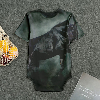 Black Stallion Horse Print Men's Bodysuit