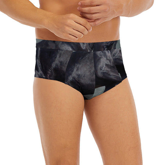 Black Stallion Horse Print Men's Briefs