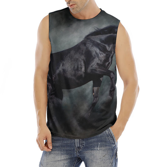 Black Stallion Horse Print Men's Fitness Tank Top