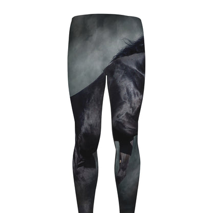 Black Stallion Horse Print Men's leggings