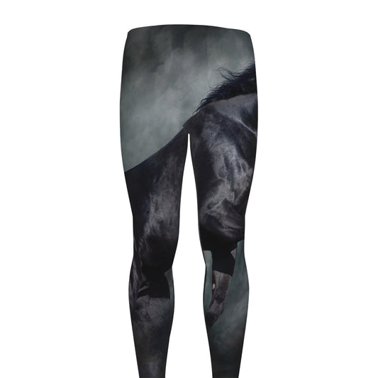 Black Stallion Horse Print Men's leggings