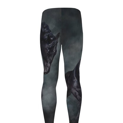 Black Stallion Horse Print Men's leggings