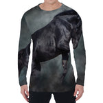 Black Stallion Horse Print Men's Long Sleeve T-Shirt