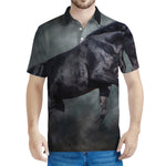 Black Stallion Horse Print Men's Polo Shirt