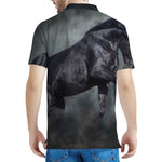 Black Stallion Horse Print Men's Polo Shirt