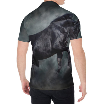 Black Stallion Horse Print Men's Shirt