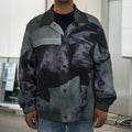 Black Stallion Horse Print Men's Shirt Jacket