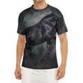 Black Stallion Horse Print Men's Short Sleeve Rash Guard