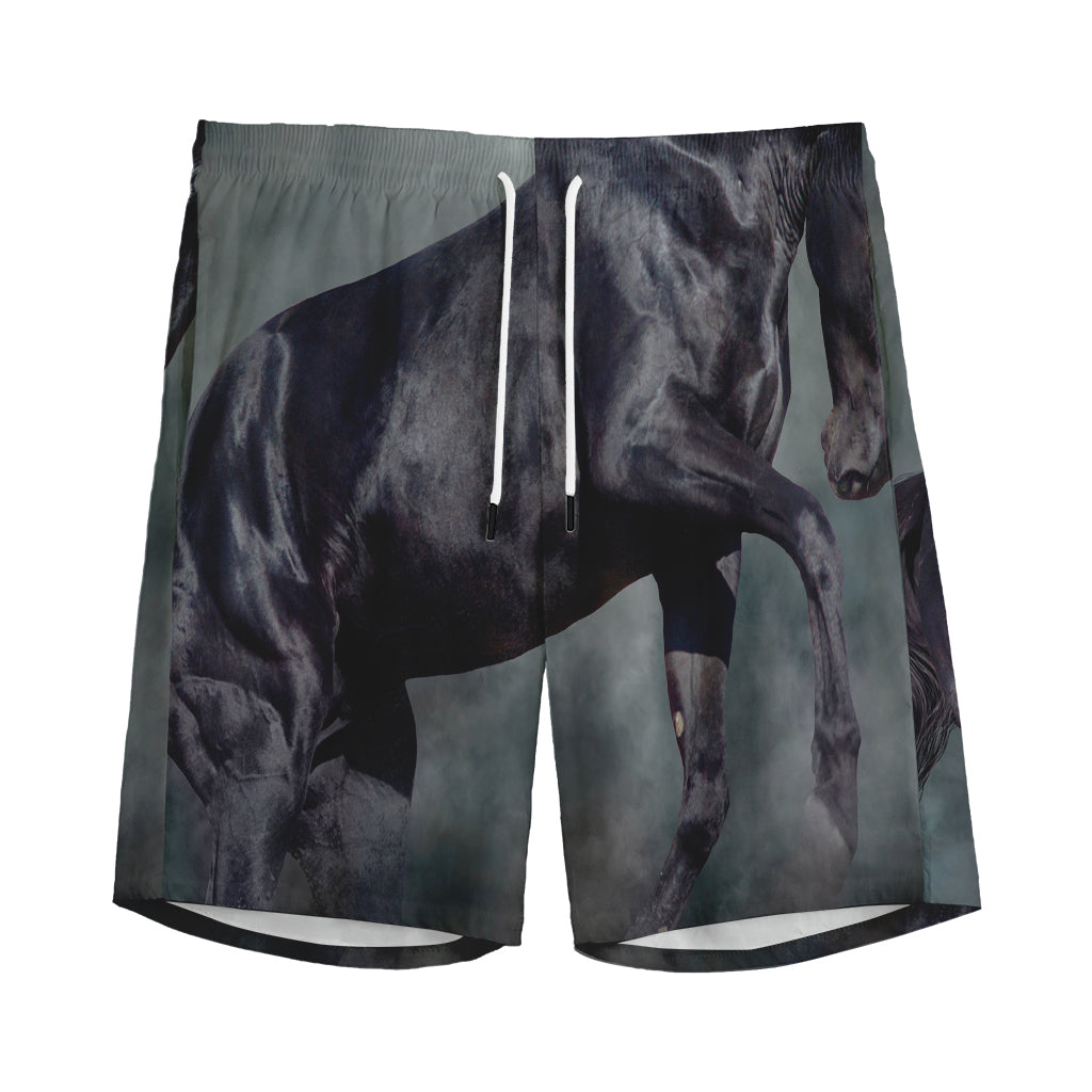 Black Stallion Horse Print Men's Sports Shorts