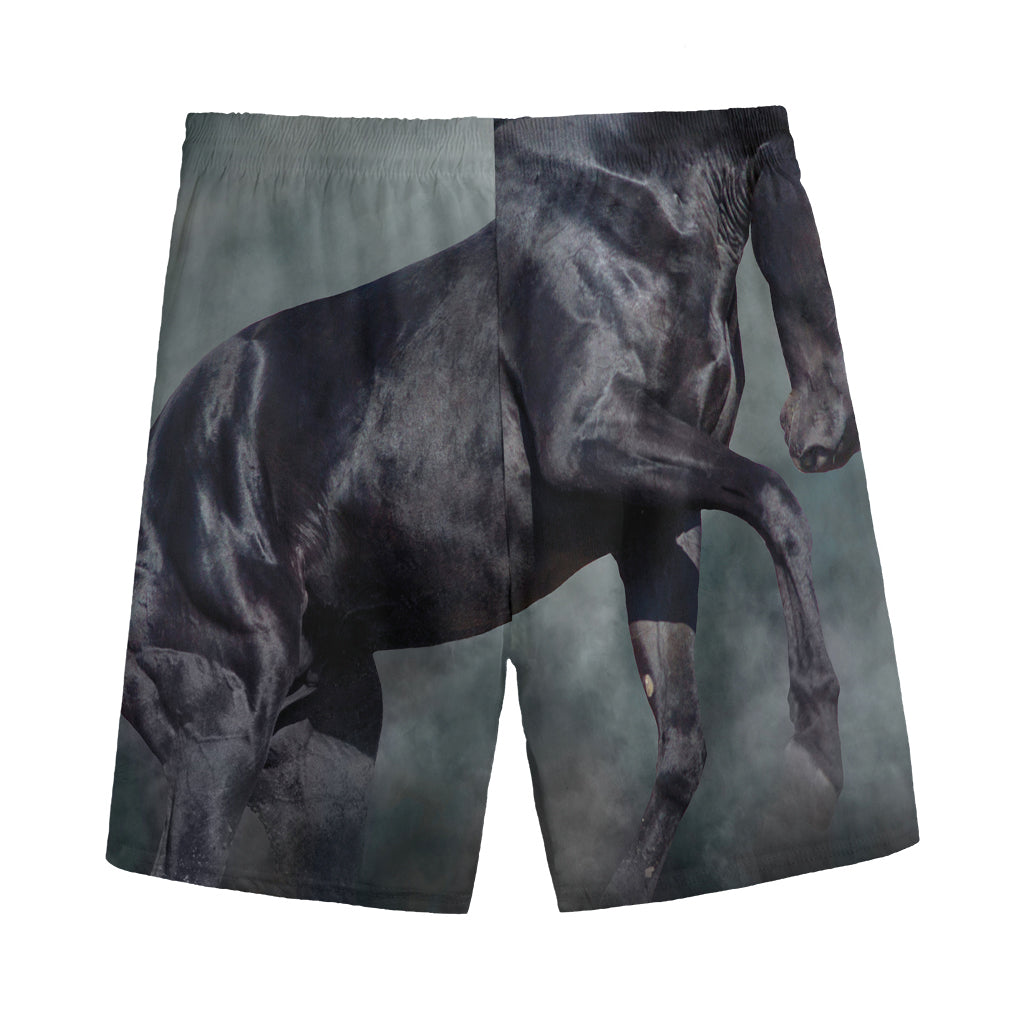 Black Stallion Horse Print Men's Sports Shorts