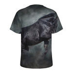 Black Stallion Horse Print Men's Sports T-Shirt