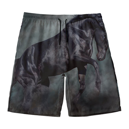 Black Stallion Horse Print Men's Swim Trunks