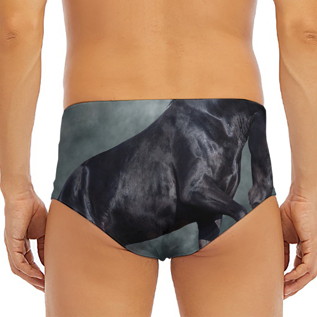 Black Stallion Horse Print Men's Triangle Swim Briefs