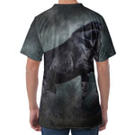 Black Stallion Horse Print Men's Velvet T-Shirt