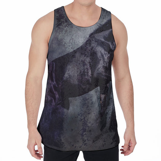 Black Stallion Horse Print Men's Velvet Tank Top