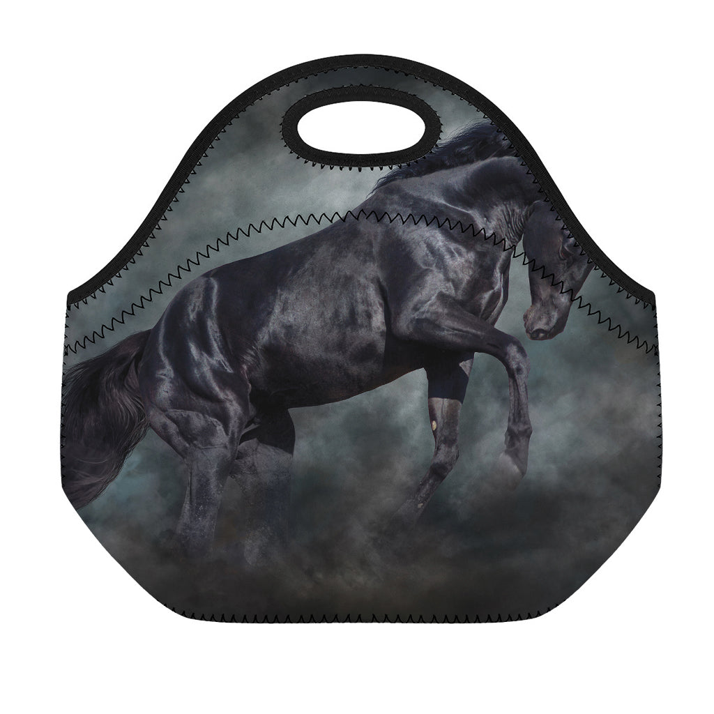 Black Stallion Horse Print Neoprene Lunch Bag