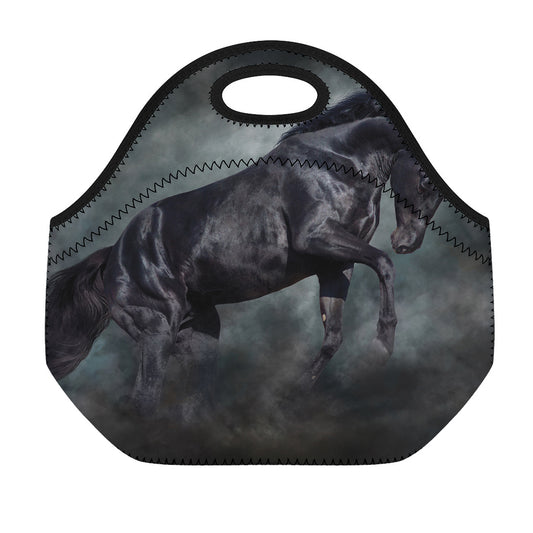 Black Stallion Horse Print Neoprene Lunch Bag