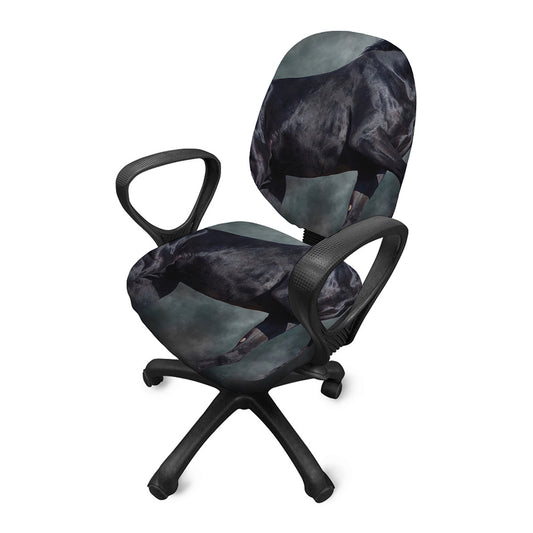 Black Stallion Horse Print Office Chair Cover