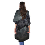 Black Stallion Horse Print Open Front Beach Cover Up