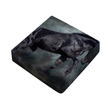 Black Stallion Horse Print Outdoor Seat Cushion Cover