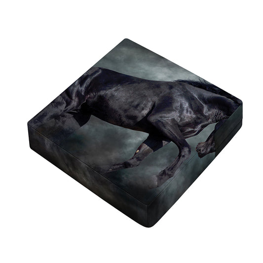 Black Stallion Horse Print Outdoor Seat Cushion Cover