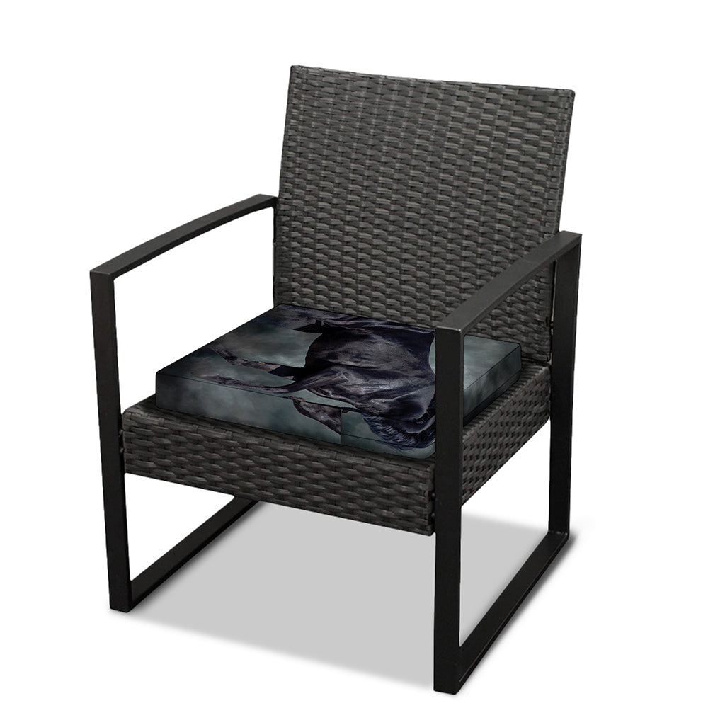 Black Stallion Horse Print Outdoor Seat Cushion Cover