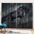 Black Stallion Horse Print Pencil Pleat Curtains