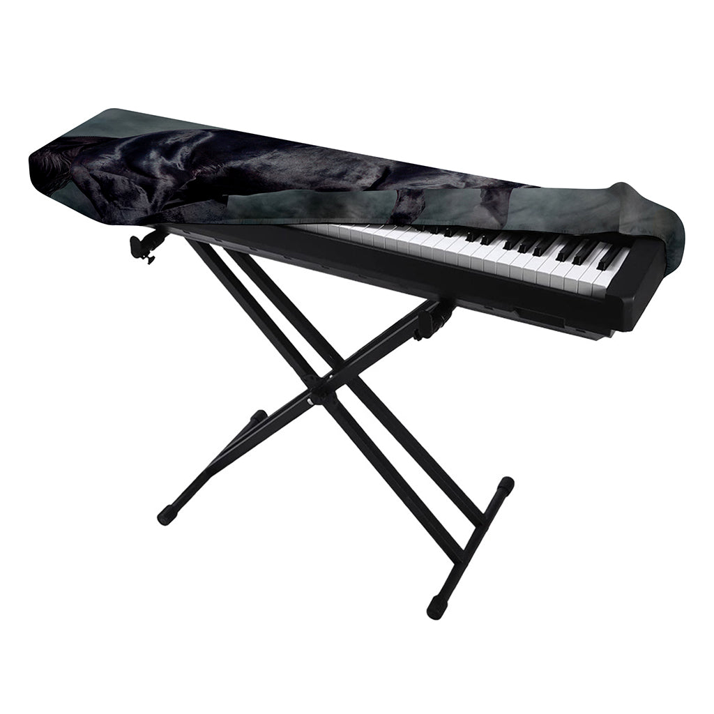 Black Stallion Horse Print Piano Keyboard Cover