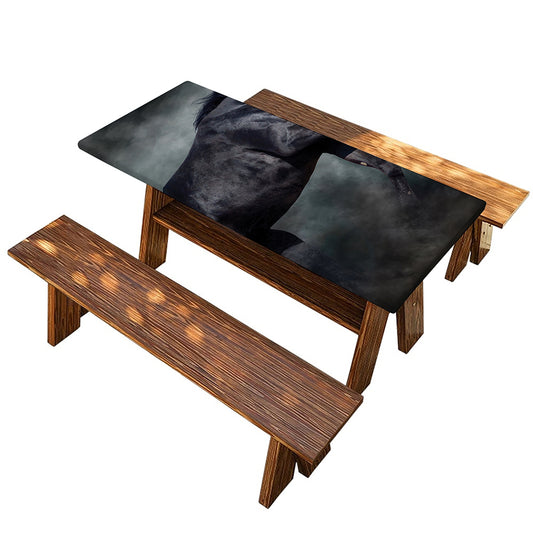 Black Stallion Horse Print Picnic Table Cover