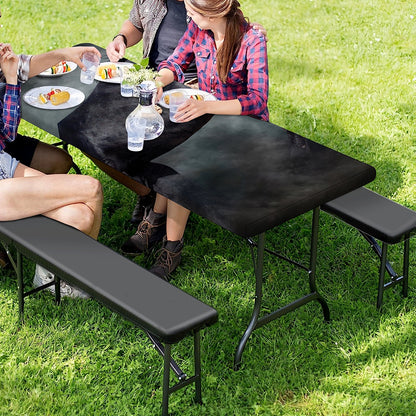 Black Stallion Horse Print Picnic Table Cover