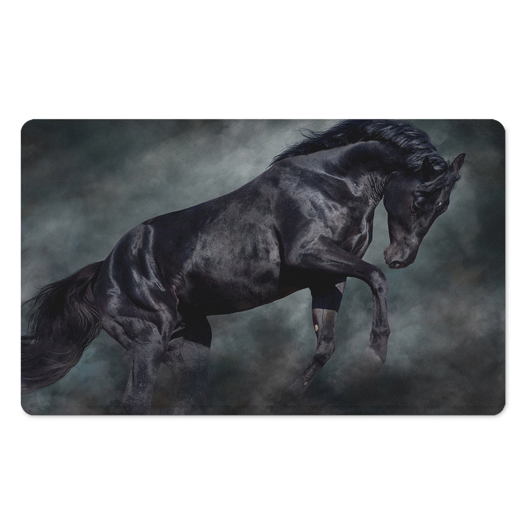 Black Stallion Horse Print Polyester Doormat