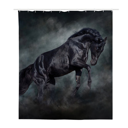Black Stallion Horse Print Polyester Shower Curtain