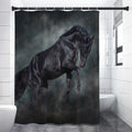 Black Stallion Horse Print Premium Shower Curtain